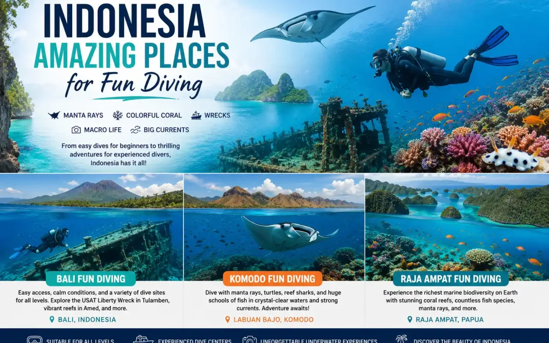 Where you can do fun diving while you in indonesia, Bali, Komodo or Raja Ampat?